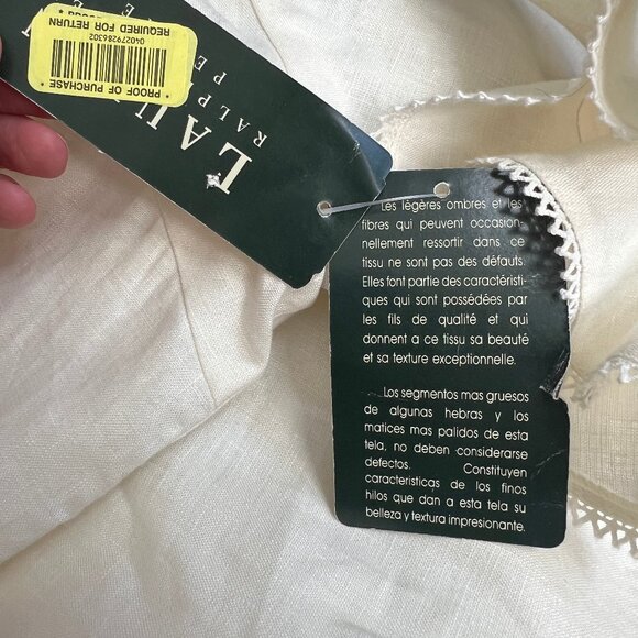 Vintage 100% Linen Ruffle Lace Cottagecore Whimsigoth Victorian Shirt Blouse Top - Picture 7 of 9